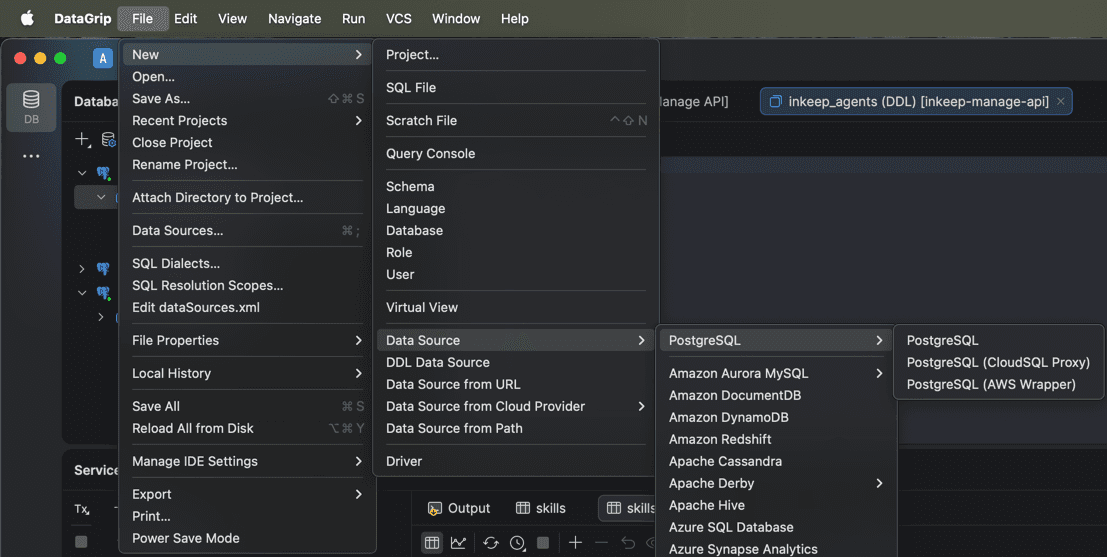 Create a PostgreSQL data source