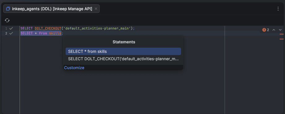 Run checkout and query